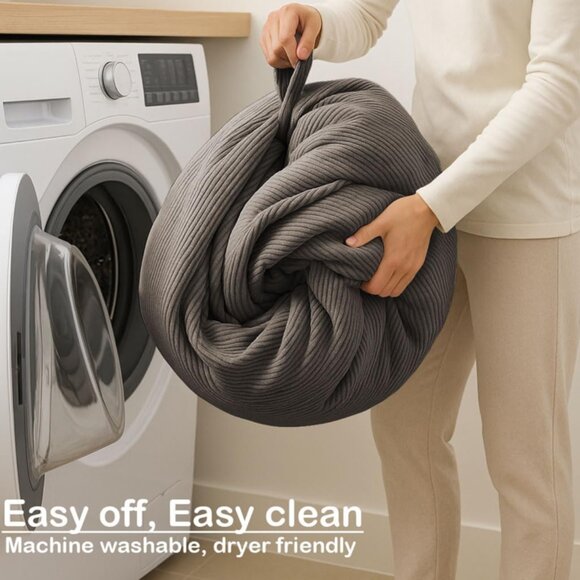 Nobildonna Bean Bag Chair, Corduroy Cover (No Filler) 35"×43", Warm Grey - Picture 7 of 12